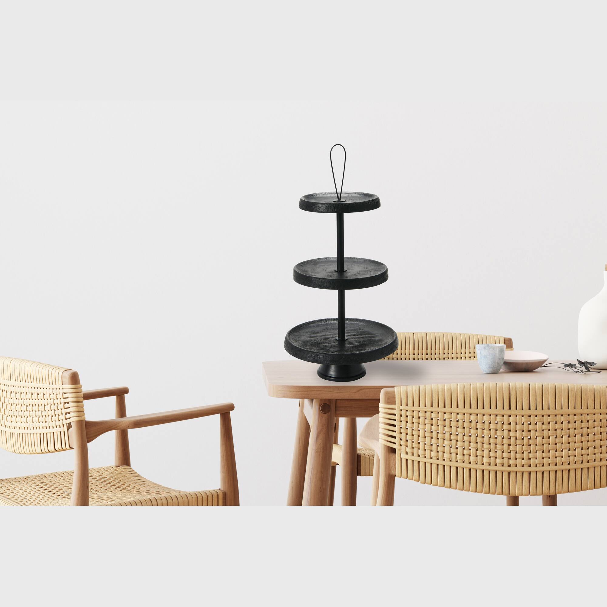 Hello Honey® 21.5" Black Elegant Modern 3-Tiered Tray